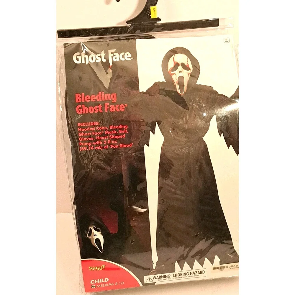 Ghost Face Bleeding Mask Costume Child Medium 8-10 Spirit Halloween Scream